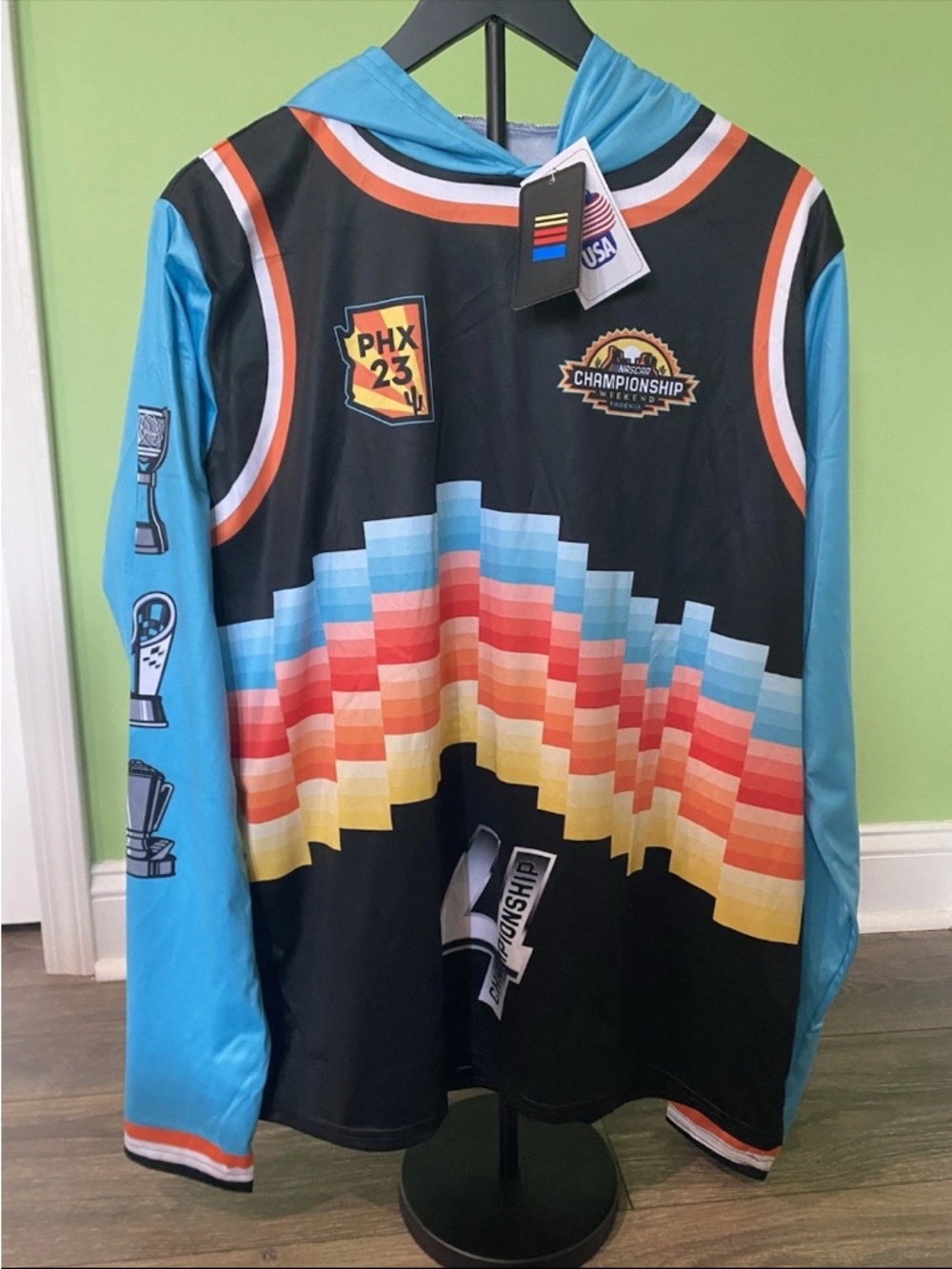 Nascar Light Blue Racing Series Banner with Crest Logos